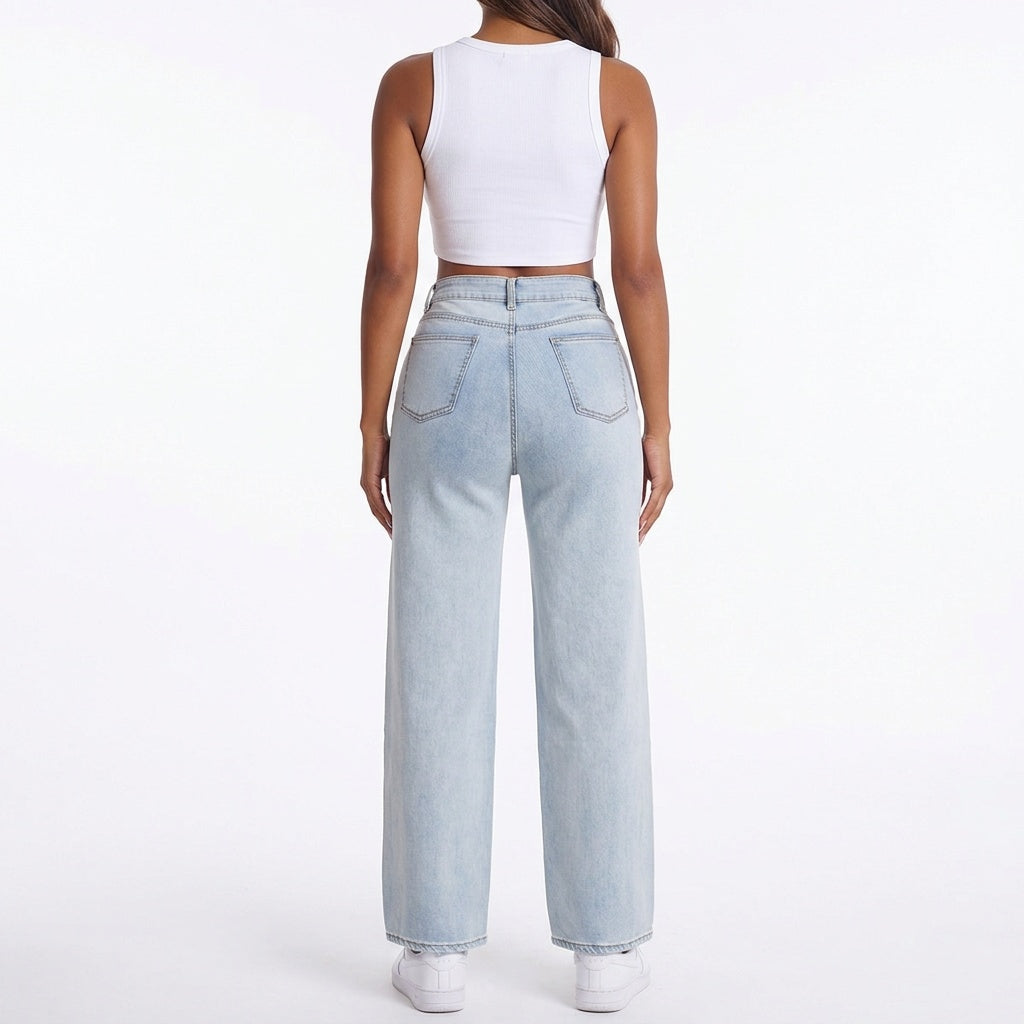 Rough Around the Edges Distressed Wide-Leg Jeans