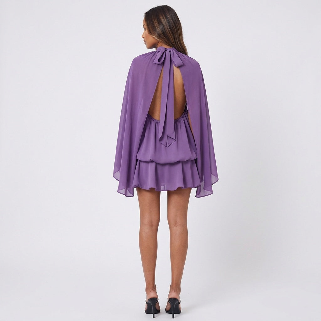 A Little Extra High Neck Ruffled Mini Dress