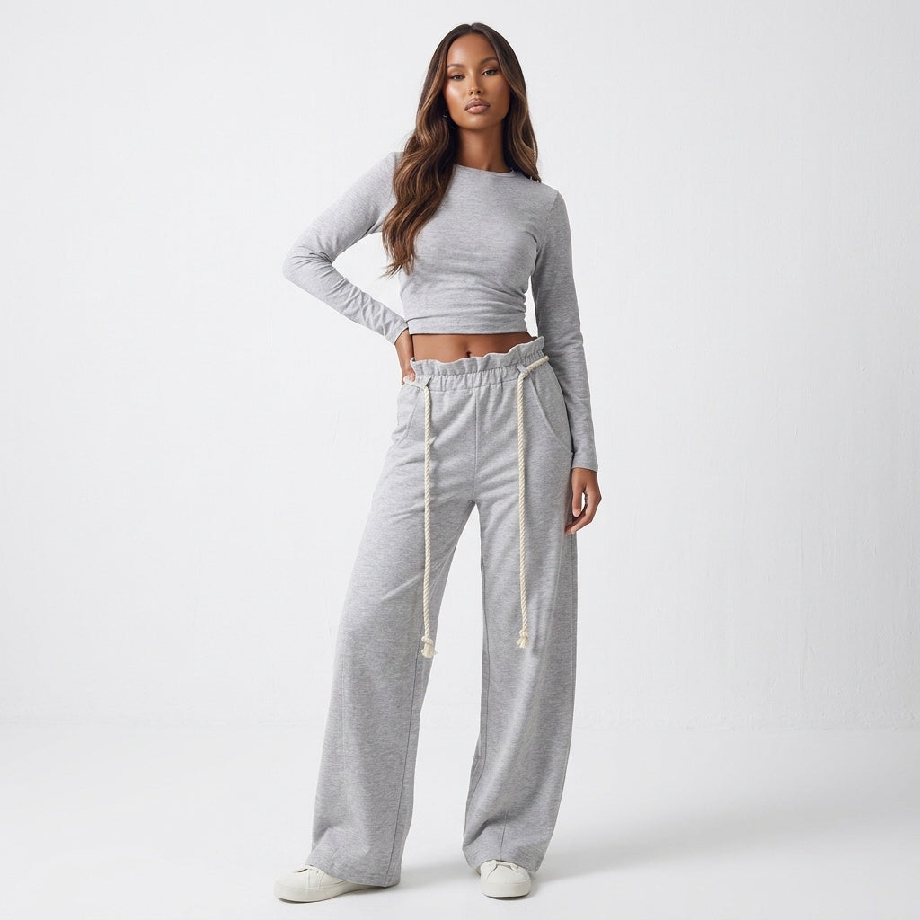Harbor Hour Rope-Waist Wide-Leg Pants