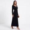 Velvet Square Neck Long Sleeve Dress