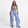 Off Script Draped-Front Wide-Leg Pants