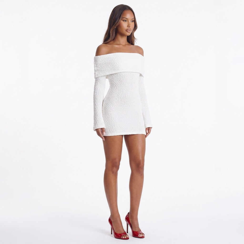 Cloudline Off-Shoulder Textured Mini Dress