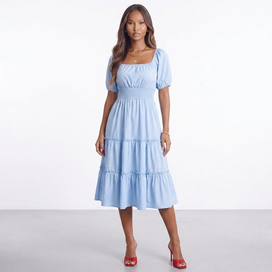 Sky Tiered Flare Dress