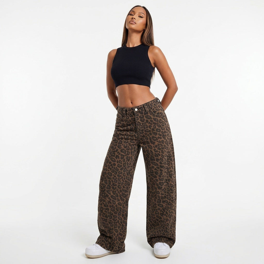 Feline Instinct Leopard Wide-Leg Pants