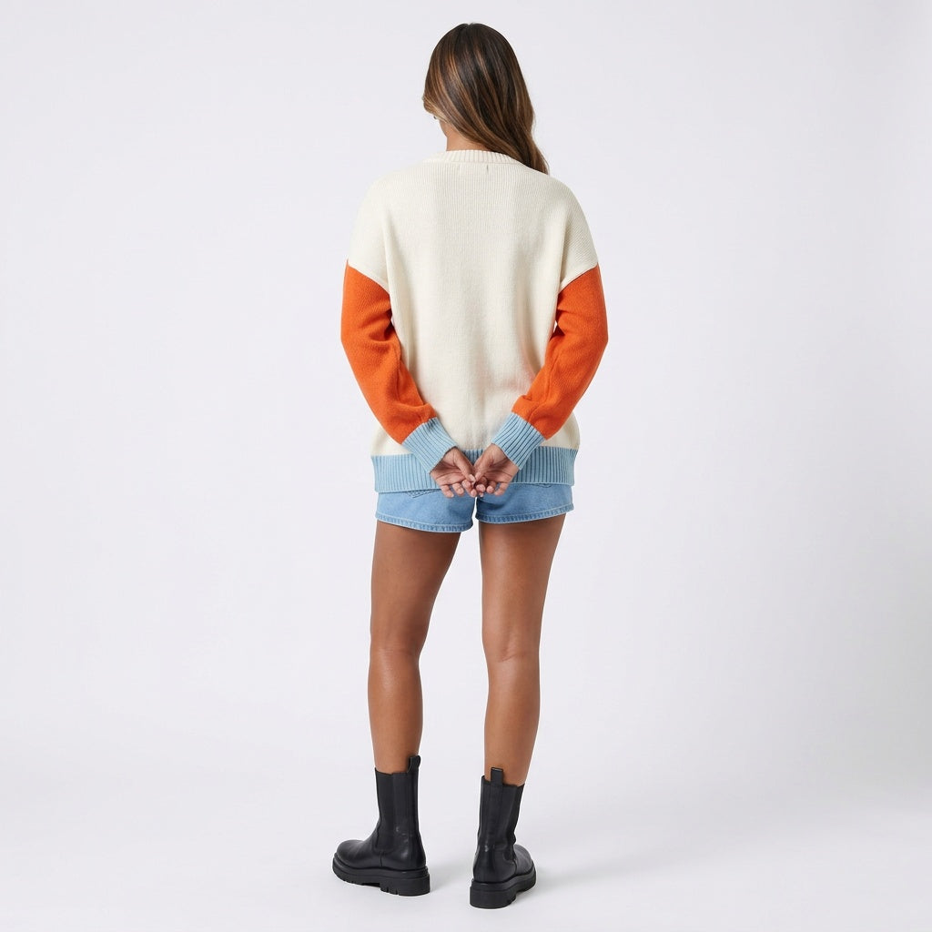 Harvest Palette Open-Front Colorblock Cardigan