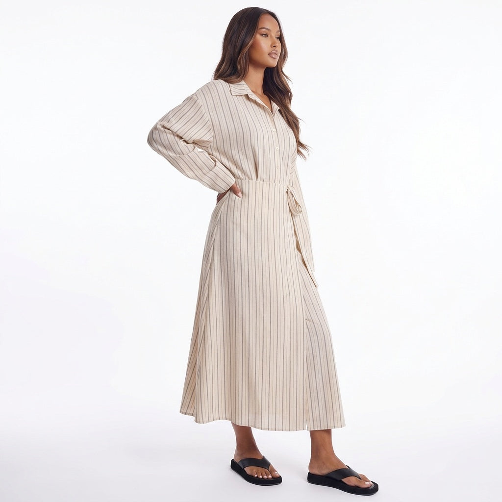 Slow Sunday Tie-Waist Striped Maxi Dress