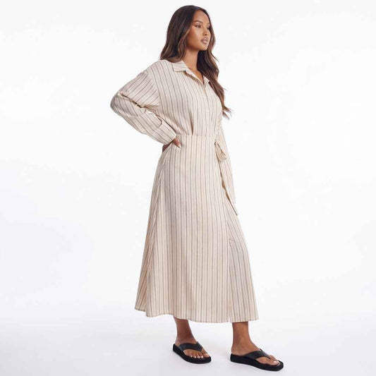 Slow Sunday Tie-Waist Striped Maxi Dress