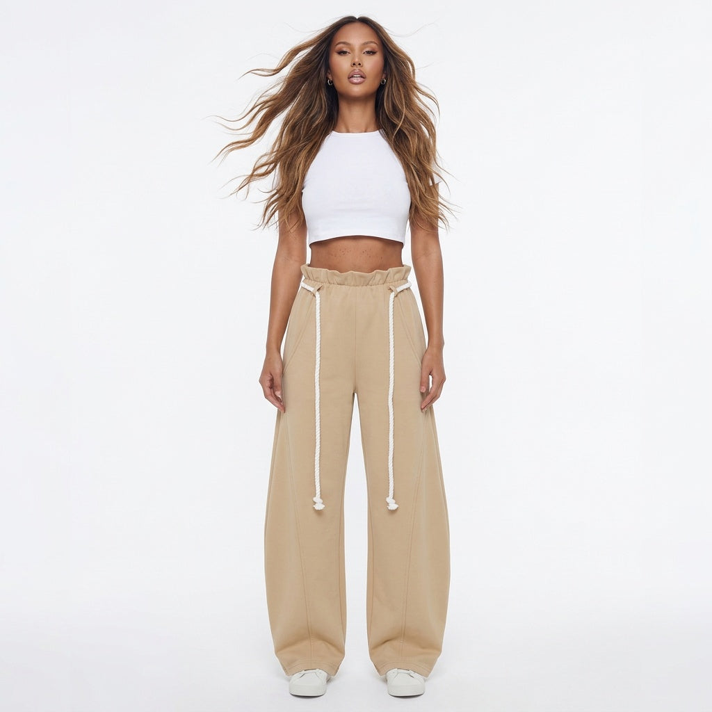 Harbor Hour Rope-Waist Wide-Leg Pants