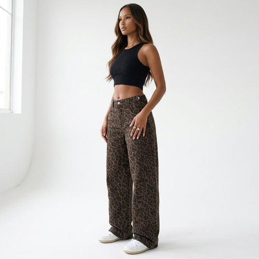 Feline Instinct Leopard Wide-Leg Pants