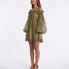 Mosslight Off-Shoulder Sheer Polka Dot Mini Dress