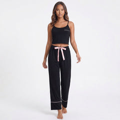 Contrast Trim Cropped Cami and Pants Loungewear Set
