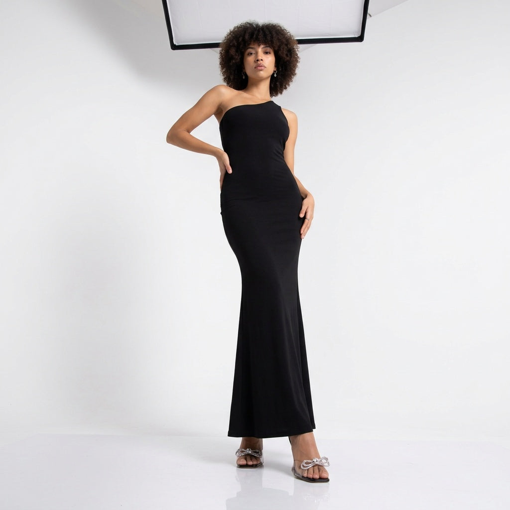 One Side Story Twist-Back Maxi Dress