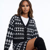 Diamond District Argyle Button-Front Cardigan Skirt Set