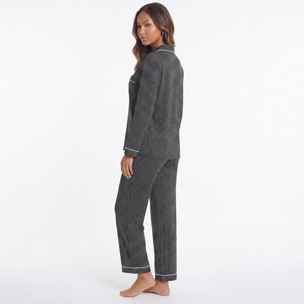 Collared Neck Loungewear Set with Pocket