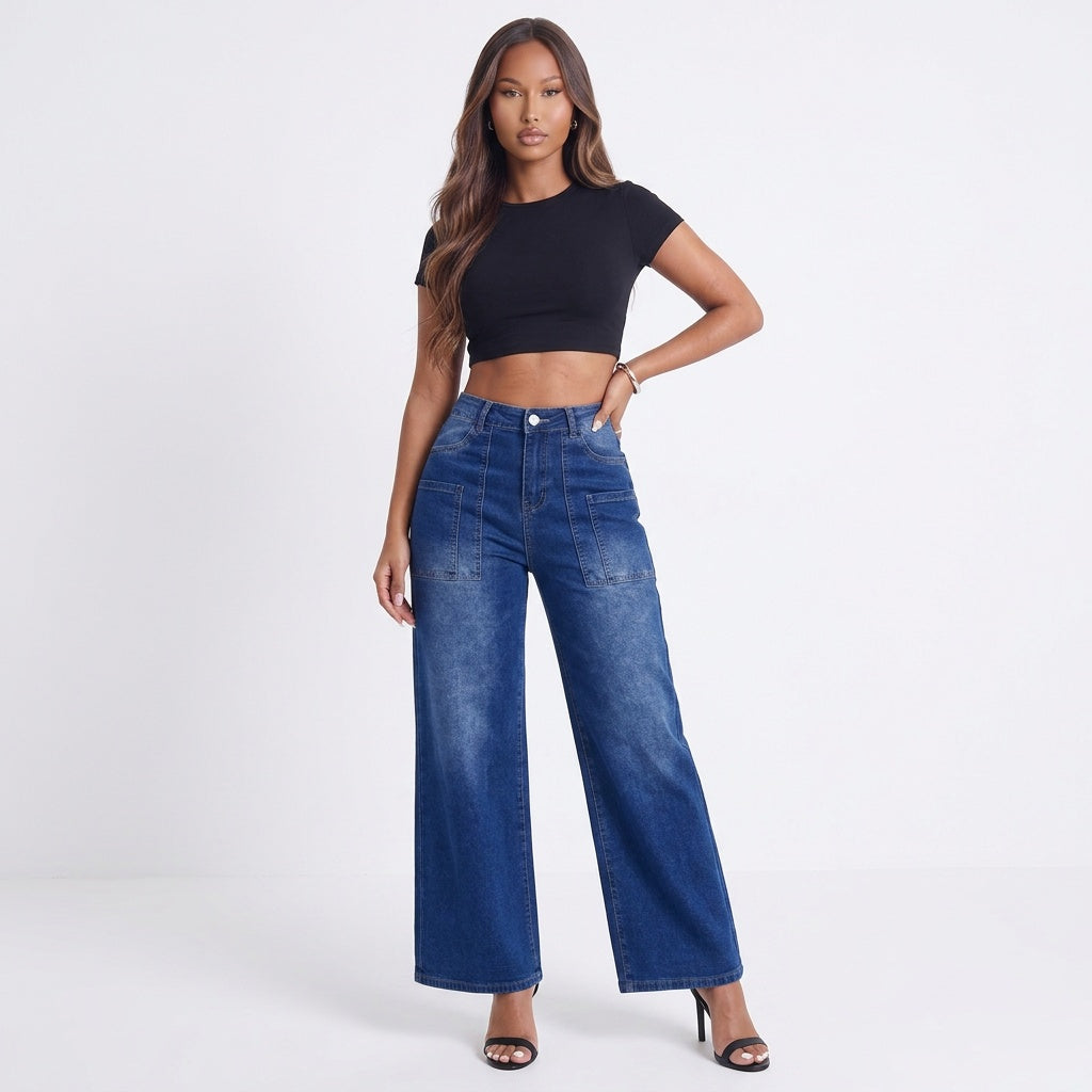 High-Waisted Wide Leg Jeans