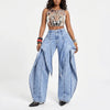 Off Script Draped-Front Wide-Leg Pants