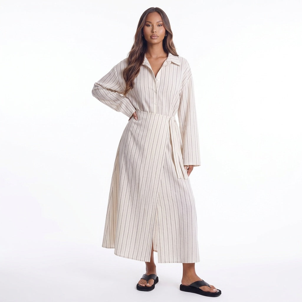 Slow Sunday Tie-Waist Striped Maxi Dress