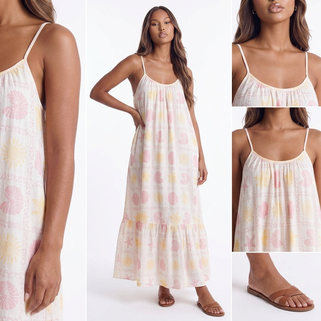 Printed Maxi Lounge Dress with Ruffled Hem