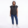 Drawstring Zip Up Hooded Vest Coat