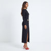 Ruched Slit Long-Sleeve Bodycon Dress