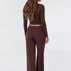 Mocha State of Mind Long Sleeve Top and Wide-Leg Pants Set