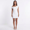 Soft Spoken, Hard to Forget Off-Shoulder Draped Mini Dress