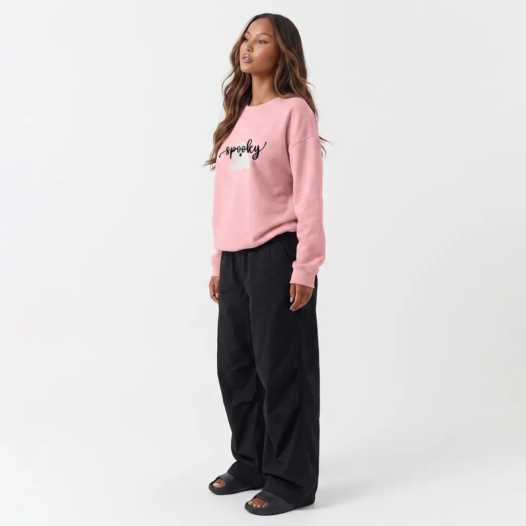 Boo Babe Fleece Reversible Casual Sweatshirt - Dusty Pink