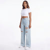 Rough Around the Edges Distressed Wide-Leg Jeans