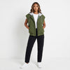 Drawstring Zip Up Hooded Vest Coat