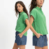 Weekend Away Rolled Sleeve Button-up Top
