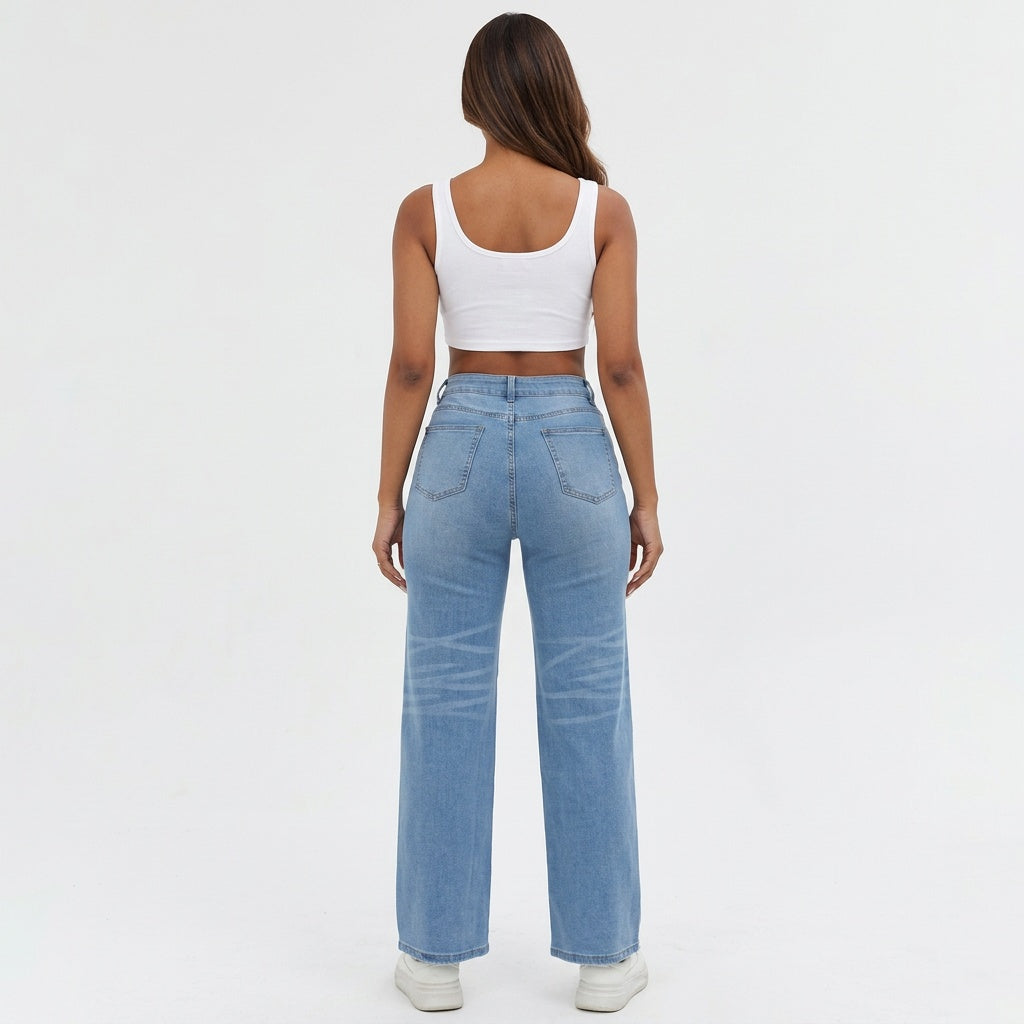 Rough Around the Edges Distressed Wide-Leg Jeans