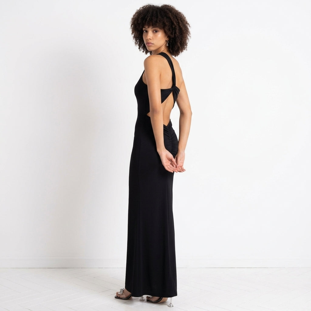 One Side Story Twist-Back Maxi Dress