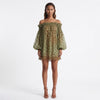 Mosslight Off-Shoulder Sheer Polka Dot Mini Dress