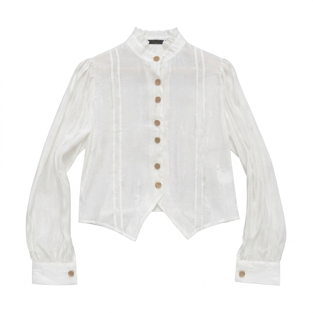 Satin-finish Victorian Button-up Top