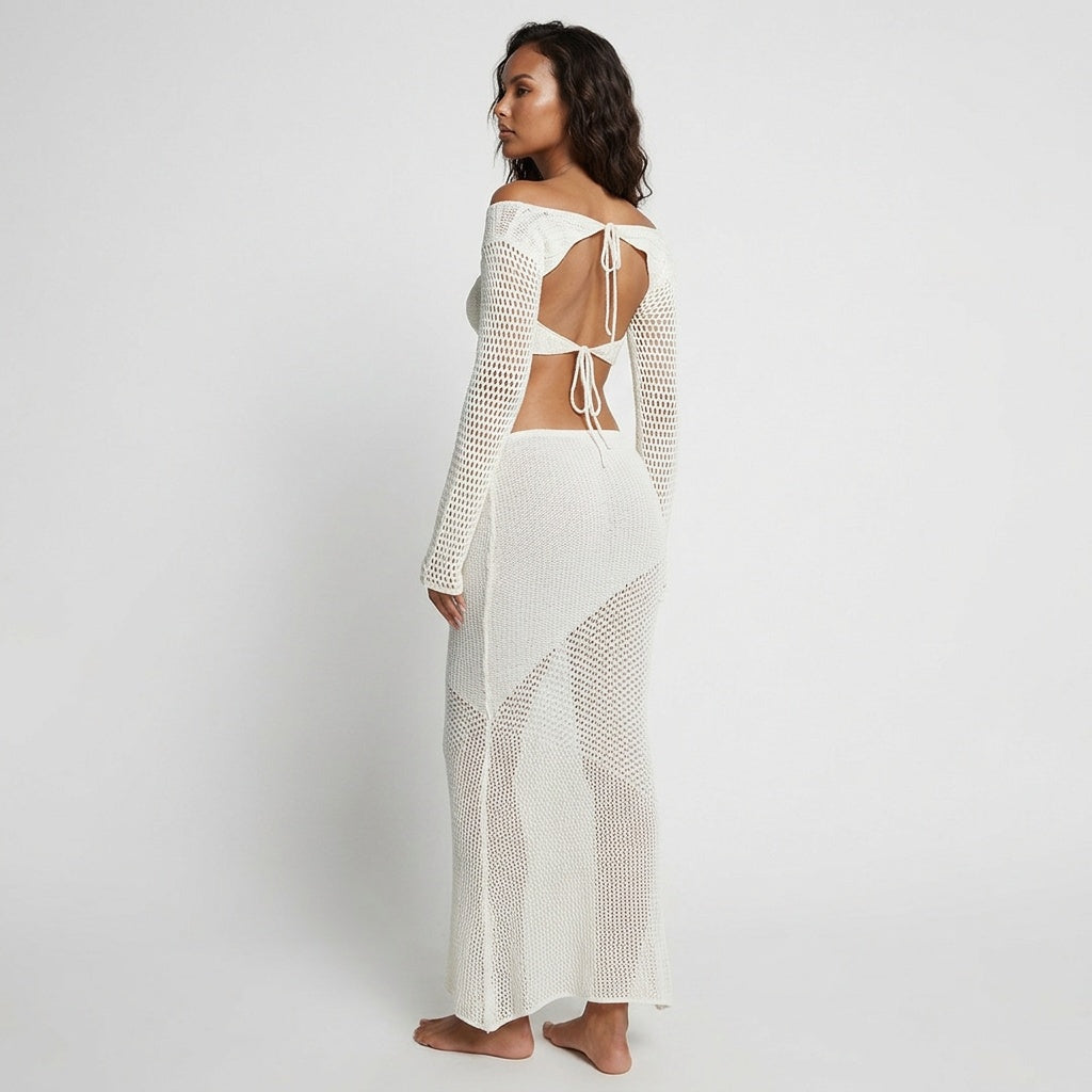 Beachside Muse Openwork Tie-Back Two-Piece Set