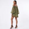 Mosslight Off-Shoulder Sheer Polka Dot Mini Dress