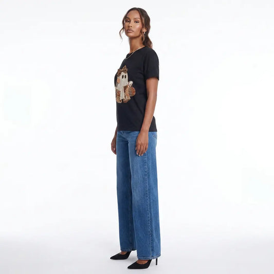 Ghost Applique Short Sleeve T-Shirt Plus Size