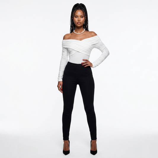 High Standards Off-Shoulder Long Sleeve Bodysuit