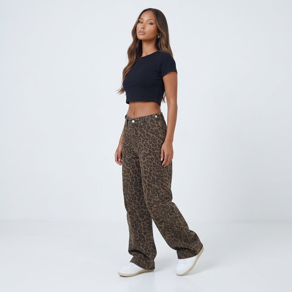 Feline Instinct Leopard Wide-Leg Pants