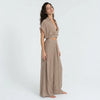 Silken Collared Wrap Top & Wide-leg Pants Set