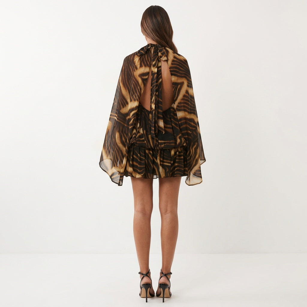 A Little Extra High Neck Ruffled Mini Dress