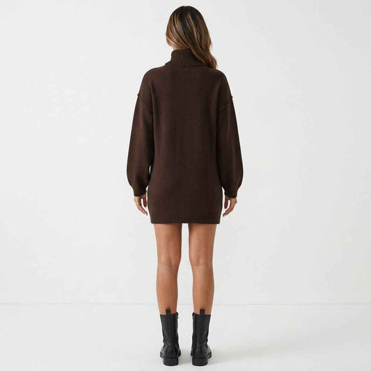 Cocoa Season Turtleneck Sweater Mini Dress