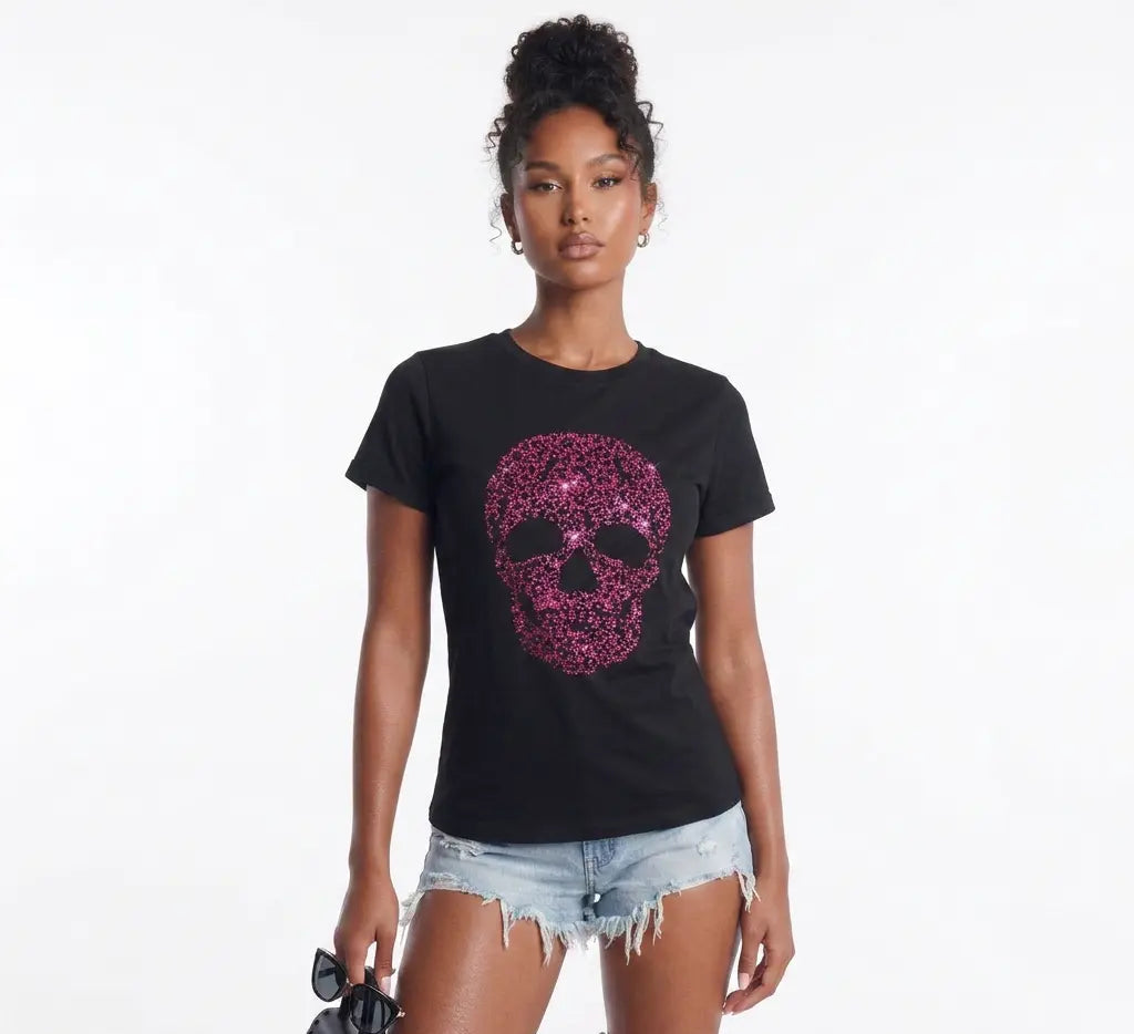 Pink Panthera Sparkle Crew Neck T Shirt