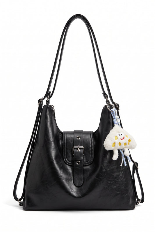 City Stroll Buckle-Detail Shoulder Bag with Charm