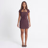 Polka Party Cutout Tie-Neck Mini Dress