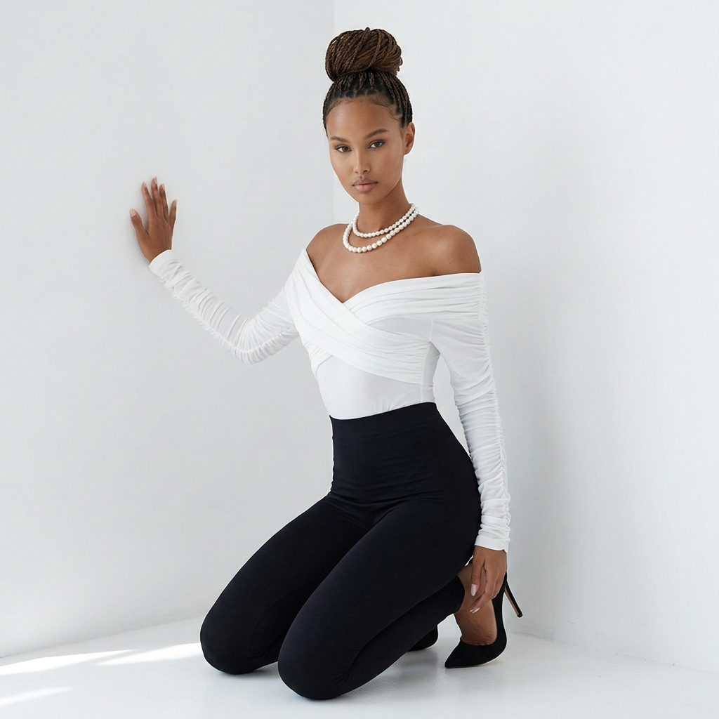 High Standards Off-Shoulder Long Sleeve Bodysuit