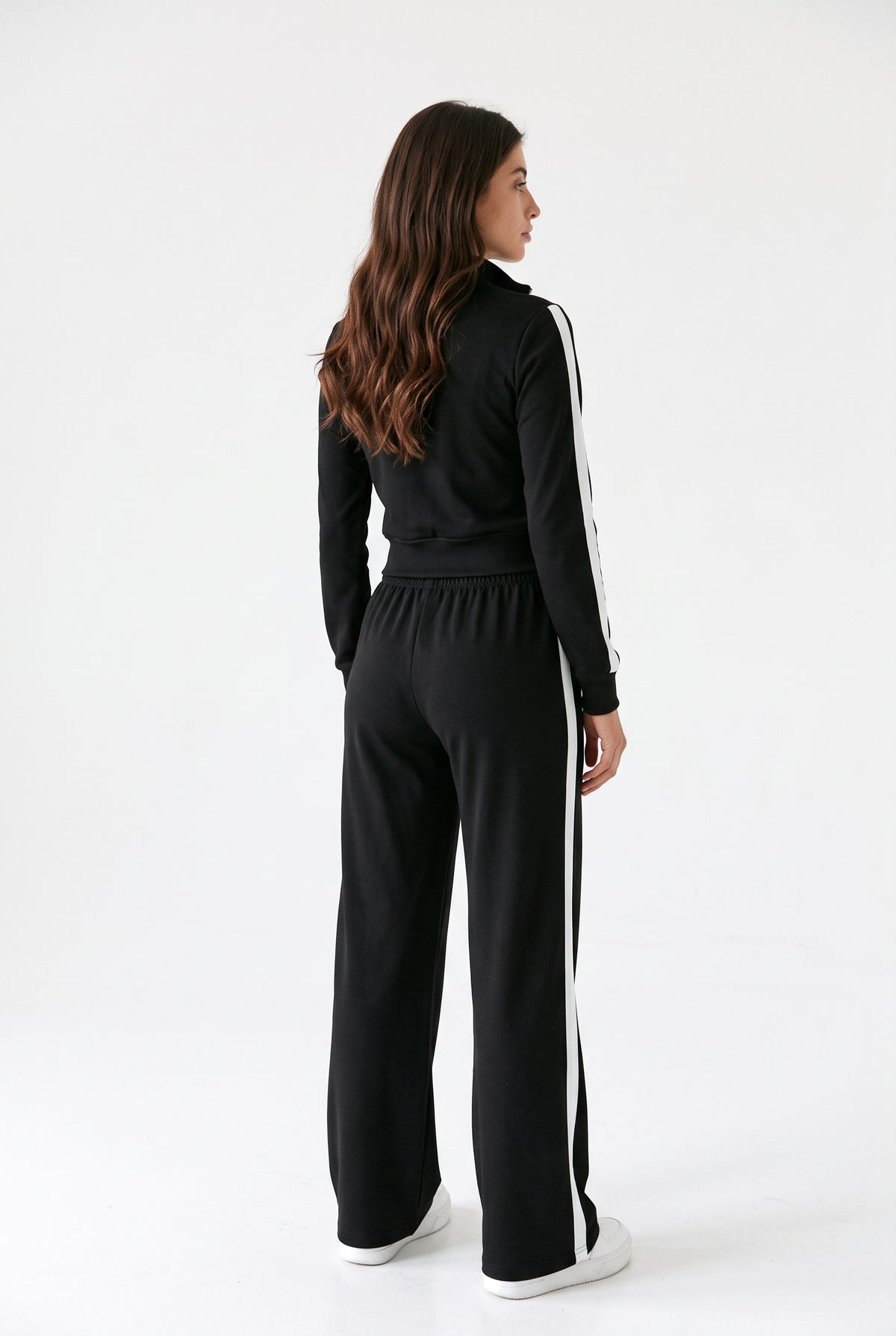Off-Duty Ace Black Track Jacket and Wide-Leg Pants Set