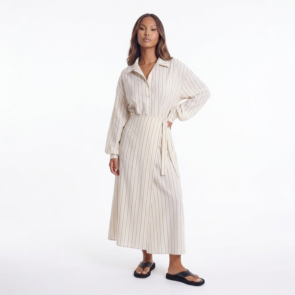 Slow Sunday Tie-Waist Striped Maxi Dress