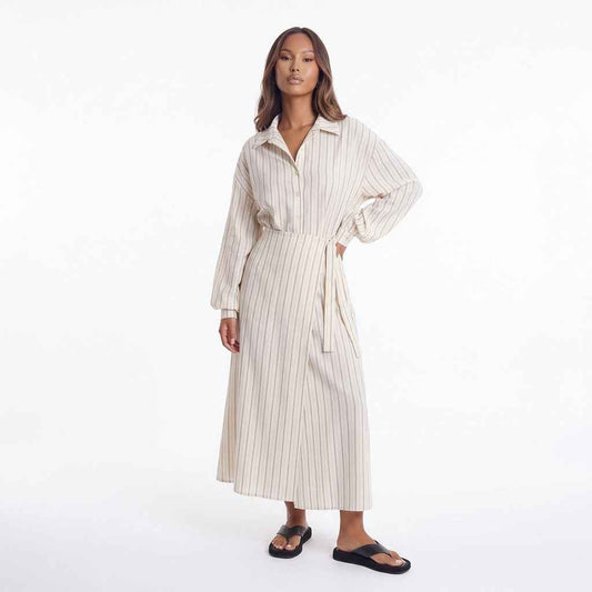 Slow Sunday Tie-Waist Striped Maxi Dress