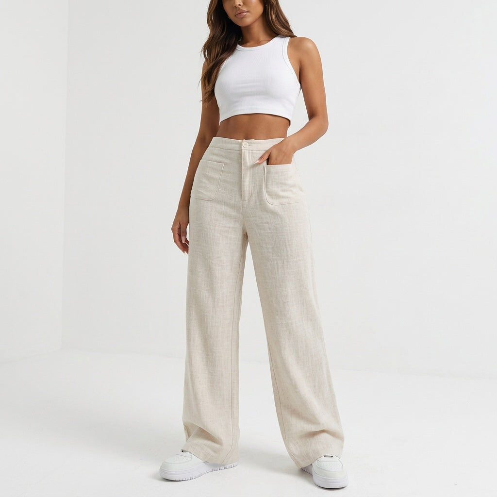 Easy Does It Linen-Blend Wide-Leg Pants